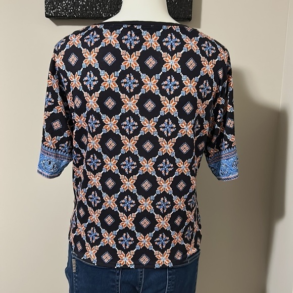 Sandro Paris Shirt Lamaar Printed Tie Front Quilt Print Top Blouse Sz M - Picture 8 of 13